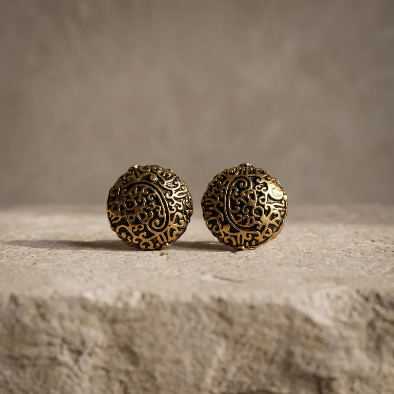 AI output: the earrings standing on a pale stone block