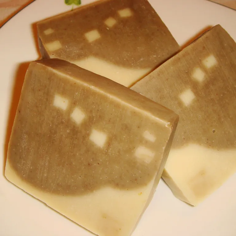Original photo: slices of handmade soap on a plate